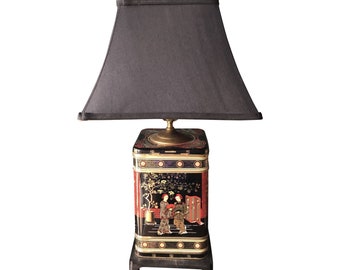 English Chinoiserie Tea Tin Lamp - FREE SHIPPING!