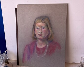 Bright and Bold Pastel and Pencil, Sketch of Woman