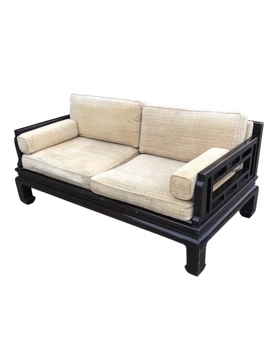 Lamont Ming Chinoiserie Solid Wood Loveseat Sofa Free Shipping