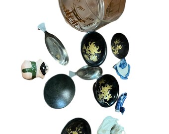 Collection of Small Asian Chopstick Holders and Soy Sauce Dishes- Set of 12