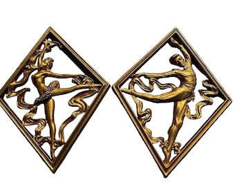 Pair of Gold Syroco Figurative Wall Hangings