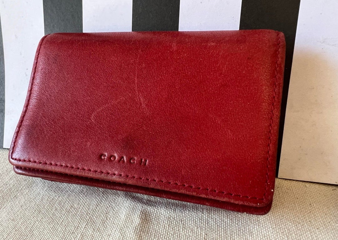 Vintage Red Coach Leather Wallet Etsy