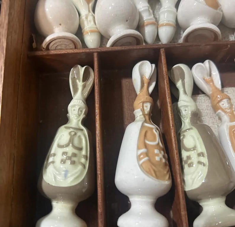 Vintage Ceramic Hand Painted Chess Set- Set of 32 - Etsy