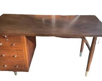 Heavy Large Vintage Wooden MCM Style Desk
