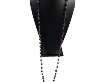 Wooden Brown Beaded Long Hand Made Necklace