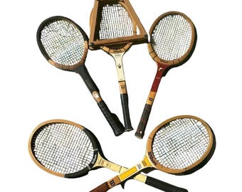 Collezione di racchette da tennis Wilson vintage e protezioni: Miss Chris, T-Flight, Advantage