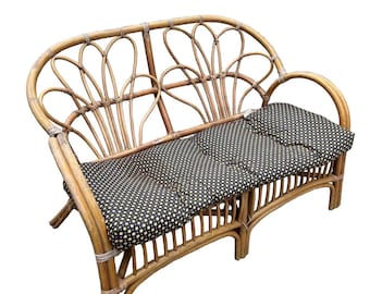 Albini Style Bamboo Settee With Polka Dot Cushion