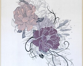Flower Painting | Large flower painting | Purple flower painting | Floral painting original | Flower painting original | Tender flowers 3