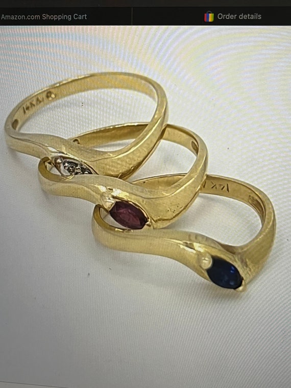 3 ring Stackable Sapphire Ruby Diamond Rings - Gem