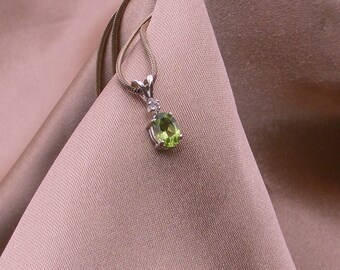 Peridot Pendant with White Sapphire Accent