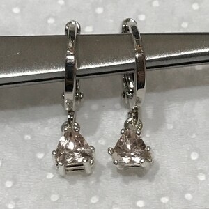 Natural Morganite Trilliant Cut Dangle Earrings