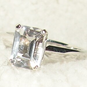 14kt Radiant/Emerald Cut White Sapphire Engagement Ring Solitaire image 2