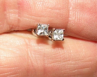 14kt Princess .66tcw Cut White Sapphire(diamond-like)Earrings