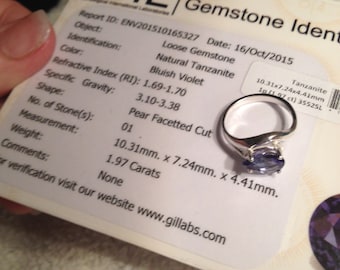 Pear Shaped 1.97ct Tanzanite Ring