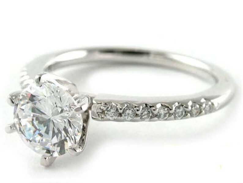 The Kate 14kt Engagement Ring White Sapphire with Diamond Accents image 2