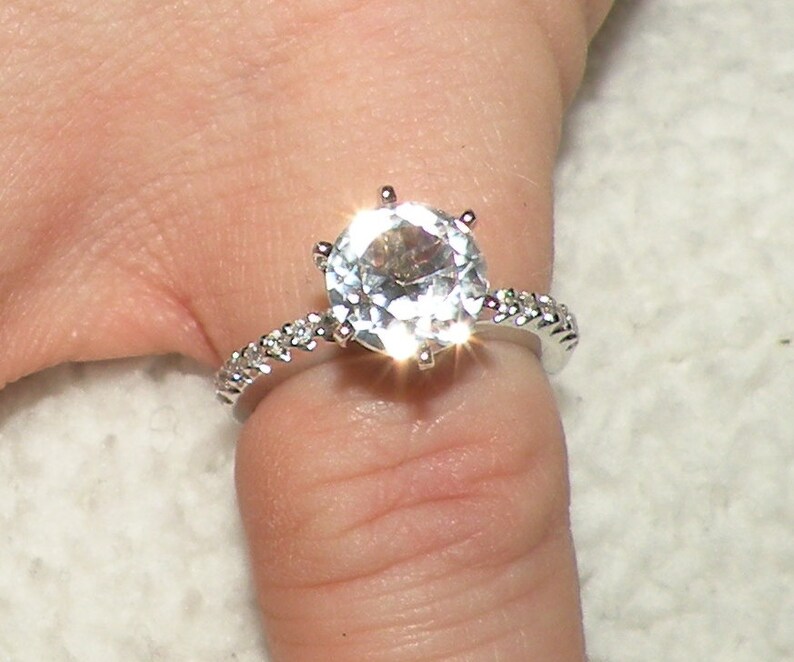 The Kate 14kt Engagement Ring White Sapphire with Diamond Accents image 3