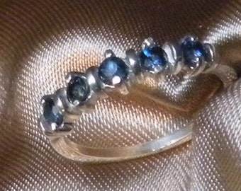 5 Stone Blue Sapphire Band or Anniversary