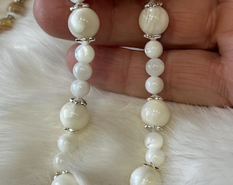 Mother Of Pearl bracelet and Dangle Earring Set