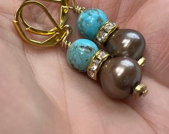 Start price 10 dollars  Pearl and Turquoise EARRINGS and other Earrings to choose from