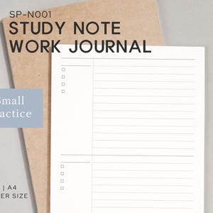 Printable Study Note & Work Journal, Minimalist Work Log with Date, GoodNotes iPad Notebook, A4 A5 Letter PDF, Small Practice Template