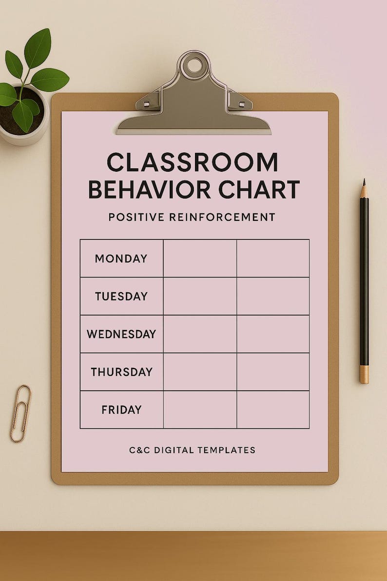 Classroom Behavior Chart – Positive Reinforcement - Pink Edition - Etsy