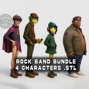 Stylized Band Character Bundle STL Set – 4 Figure Collection – High Detail 3D Print Models