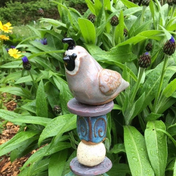 California Quail Garden Totem