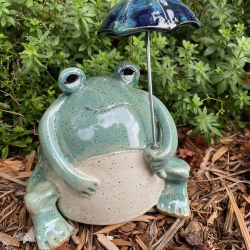 Fatty Frog on a Rainy Day, Frog Garden Sculpture