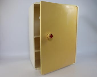 Vintage Soviet Wall Medicine Cabinet, Plastic First Aid Cabinet, USSR Bathroom Storage, Retro Medical Wall Box