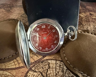 Nuovo orologio da tasca meccanico vintage Molnija, design floreale, URSS.
