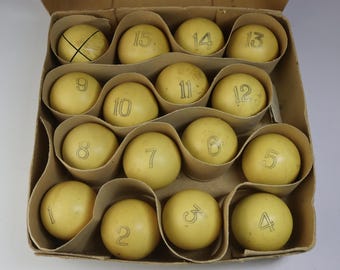 59mm New Vintage Soviet Billiard Balls Set, 1950s-70s USSR Pool Balls, Retro Game Decor