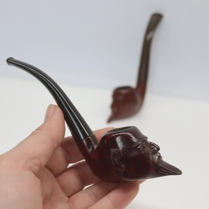 Pipa da fumo sovietica vintage con intaglio del volto di Mefistofele, pipa in legno URSS Glavtabak, fabbrica di Java, bocchino in ebanite, tabacco da collezione