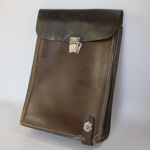 Vintage Soviet Officer Leather Map Case, Brown Military Dispatch Field Bag, USSR Army Commander Tablet Case, Retro Document Folder