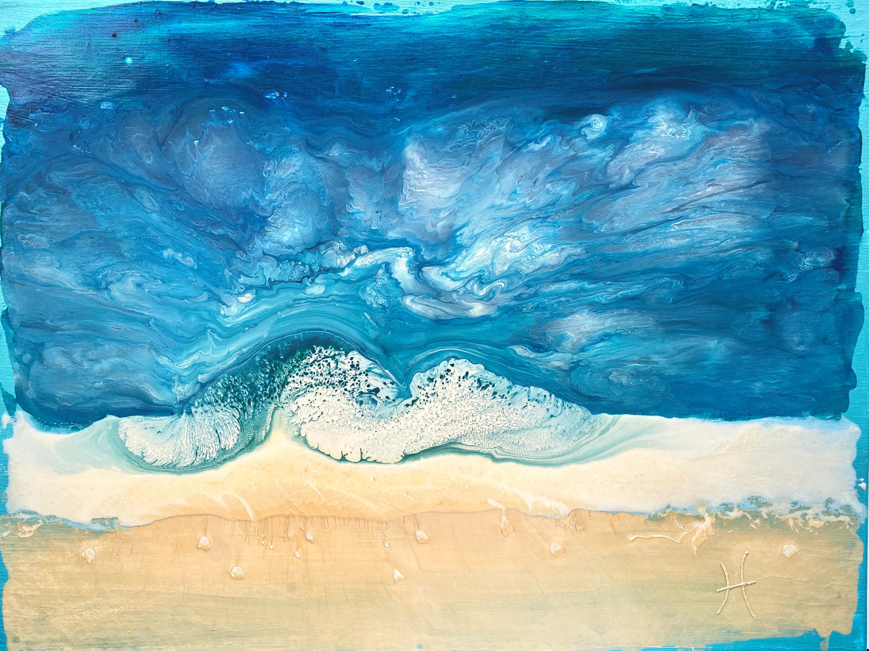 Breaking - Original Sea Song Wall Art Mixed Media Oil Painting by