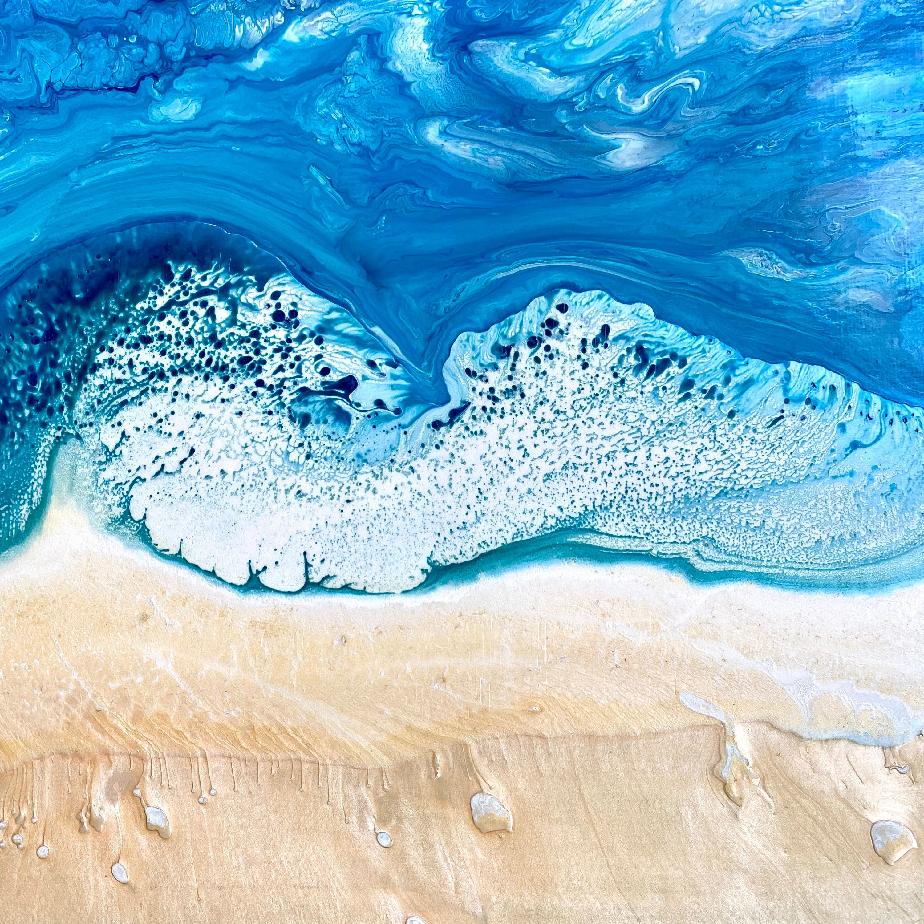 Breaking - Original Sea Song Wall Art Mixed Media Oil Painting by