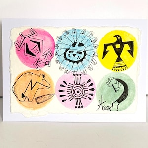 Enveloppe pour carte de voeux vierge faite main de style sud-ouest à pois aquarelle 5 x 7 pouces pour toutes les occasions, idéale pour l'encadrement
