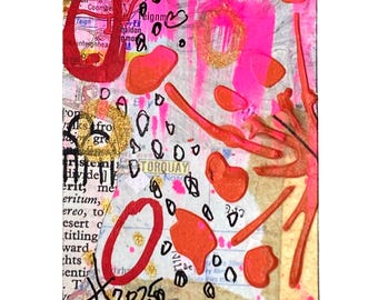 Marcadores de técnica mixta para collage acrílico de arte original ACEO 3-D ATC