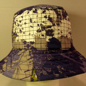 Navy white bucket hat, reversible cotton hat, one side abstract print cotton, other side solid navy cotton, size L, ready to ship
