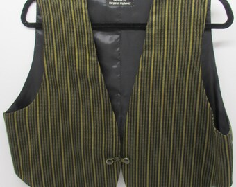 Charcoal yellow stripes womens vest, casual style , size L vest, ready to ship