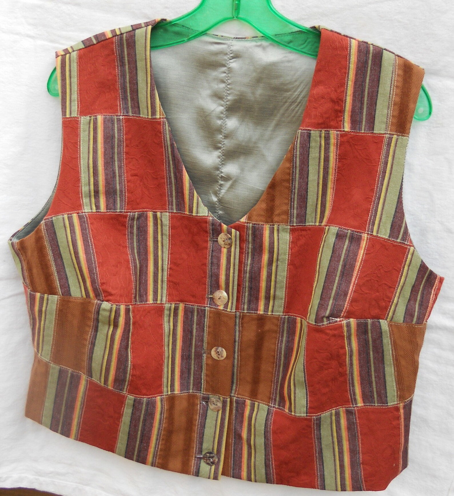 rust and green outfit