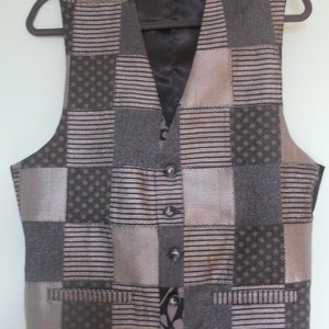 Patchwork men's clasic vest, grey silver, size X, ready to ship image 10