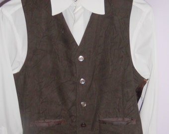 Brown suede material classic men's vest, size L mens vest, ready to ship