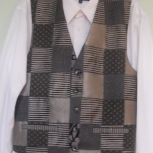 Patchwork men's clasic vest, grey silver, size X, ready to ship image 5