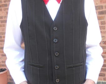 Black patchwork mens vest, size XL mens vest, black men's vest, ready to ship