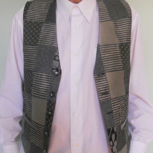 Patchwork men's clasic vest, grey silver, size X, ready to ship image 2