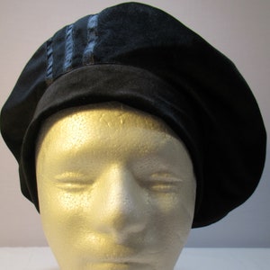 Black velvet beret, french style head cover, size M beret hat, ready to ship