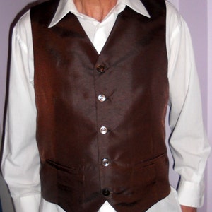 Chocolate brown men&#39;s vest, size XL, classic formal mens vest, ready to ship