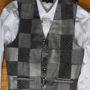 Patchwork men's clasic vest, grey silver, size X, ready to ship image 3