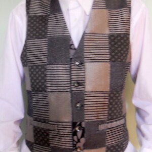 Patchwork men's clasic vest, grey silver, size X, ready to ship image 9