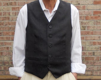 Black jacquard classic men's vest, size S mens vest, ready to ship